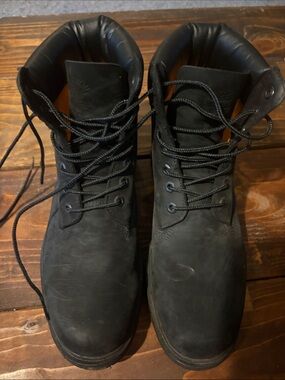 Timberland Men's Black Nubuck Lace-Up Work Boots
